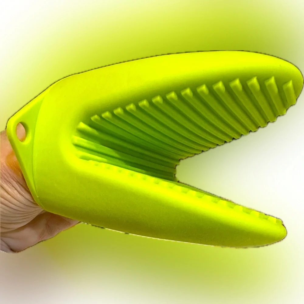 MINI SILICONE OVEN MITT POT HOLDER HOT PAD HEAT PROTECTION SHARK BITE LIME GREEN